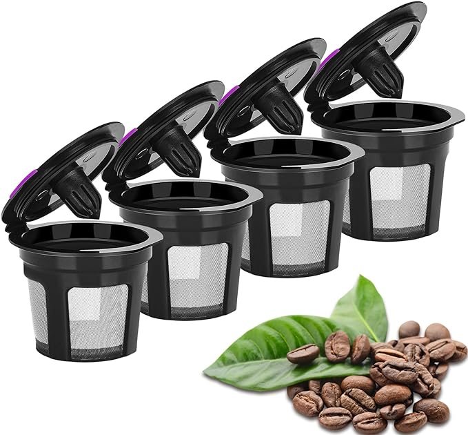 Reusable K Cups for Keurig 2.0 & 1.0 Brewers -4 Packs Refillable Coffee Pods, Universal Kcup Filters, Eco-Friendly and Easy to Clean.