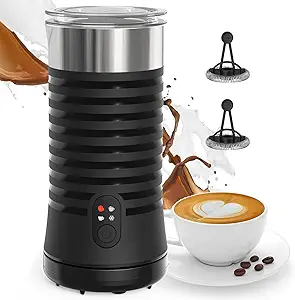 Milk Frothers, 4 IN 1 Milk Frother and Steamer, Electric Frother for Coffee, Milk Heater with Auto Shut-Off, Warm and Cold Milk Foam Maker for Latte, Cappuccinos, Macchiato, Hot Chocolate (Black)